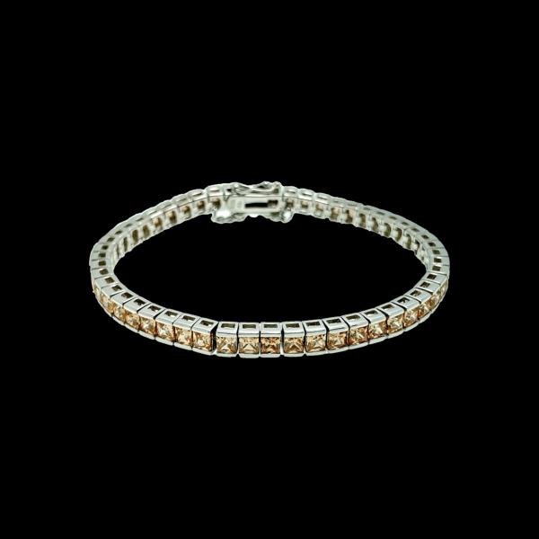BRACELET TENNIS ARGENT 925 RHODIÉ SERTI DE CITRINES