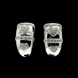 BOUCLE D'OREILLE IMAN MAKKI PAIRE DE CRÉOLES OR GRIS DIAMANTS