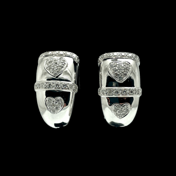 BOUCLE D'OREILLE IMAN MAKKI PAIRE DE CRÉOLES OR GRIS DIAMANTS