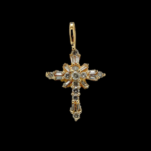 PENDENTIF CROIX EN OR JAUNE DIAMANTS