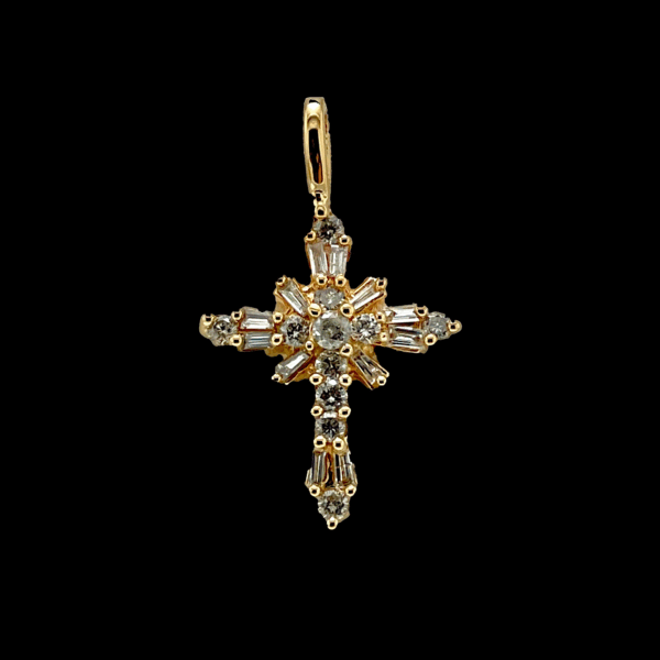 PENDENTIF CROIX EN OR JAUNE DIAMANTS