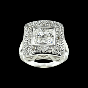 BAGUE VINTAGE EN OR GRIS 750 SERTIE DE DIAMANTS