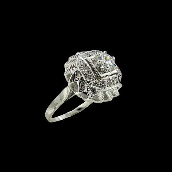 BAGUE EN OR GRIS TOURNESOL SERTIE DE DIAMANTS – Image 2