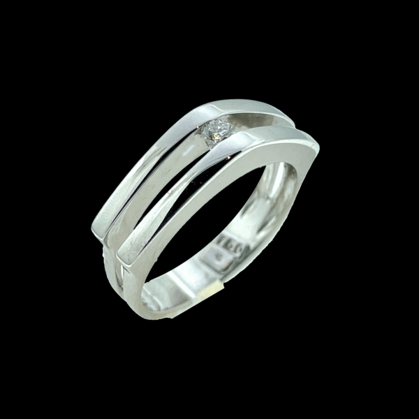 BAGUE SOLITAIRE D'UN DIAMANT OR GRIS – Image 2