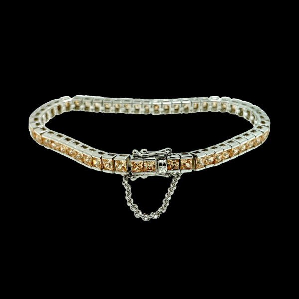 BRACELET TENNIS ARGENT 925 RHODIÉ SERTI DE CITRINES – Image 2
