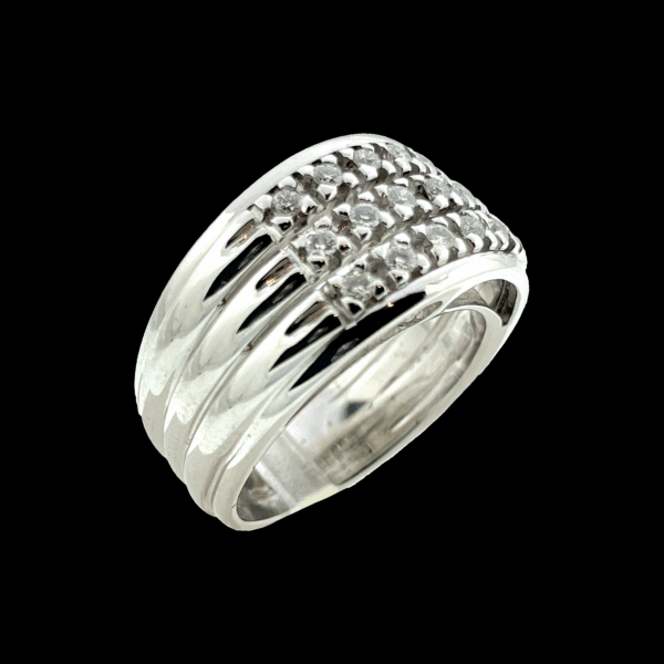 BAGUE EN OR GRIS DIAMANTS BLANCS – Image 2