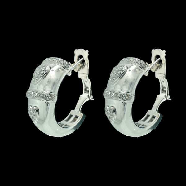BOUCLE D'OREILLE IMAN MAKKI PAIRE DE CRÉOLES OR GRIS DIAMANTS – Image 2