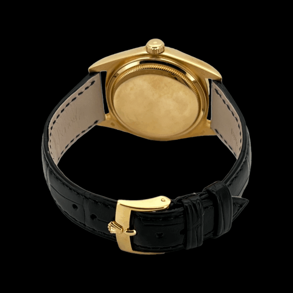 ROLEX DATEJUST OR JAUNE 750 BRACELET CUIR – Image 3