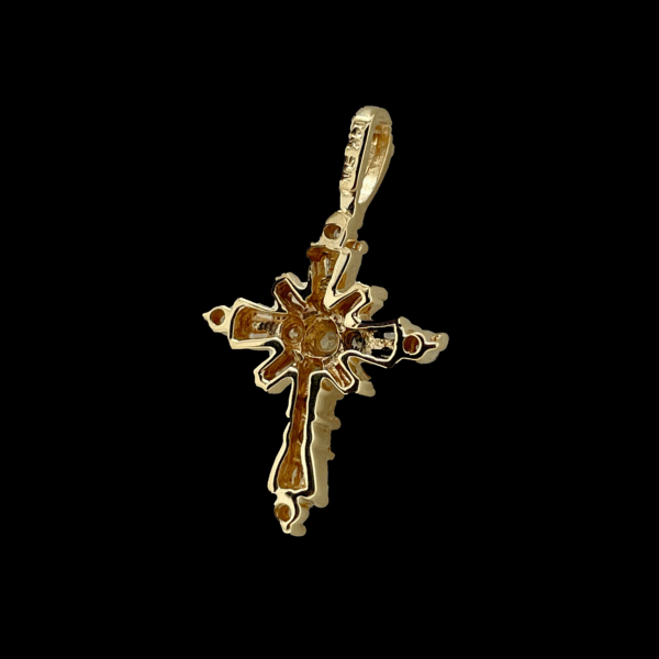 PENDENTIF CROIX EN OR JAUNE DIAMANTS – Image 3