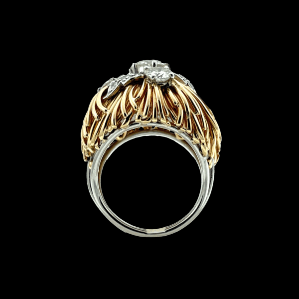 BAGUE VINTAGE EN OR JAUNE ET GRIS 750 SERTIE DE DIAMANTS – Image 3
