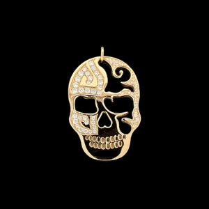 PENDENTIF TÊTE DE MORT OR JAUNE 750 DIAMANTS