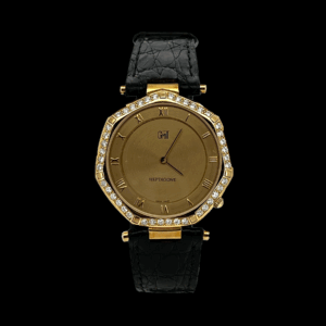 MONTRE GMT HEPTAGONE EXTRA PLATE OR 750 JAUNE SERTIE DIAMANTS