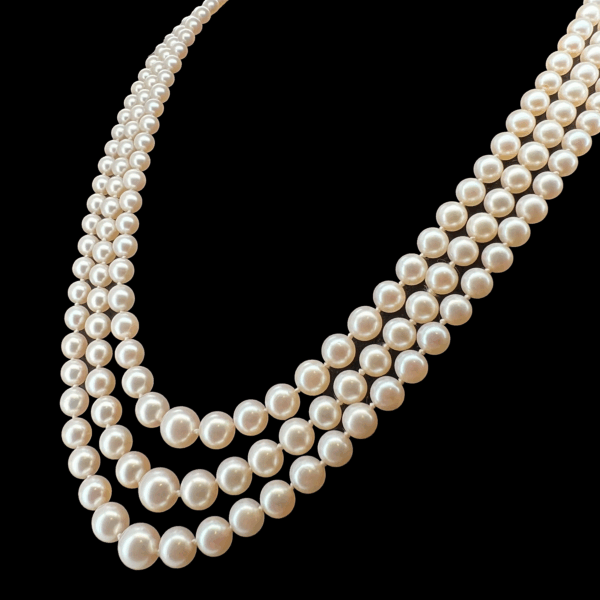 COLLIER DE PERLES DIAMANTS OPALES OR GRIS 750 – Image 2