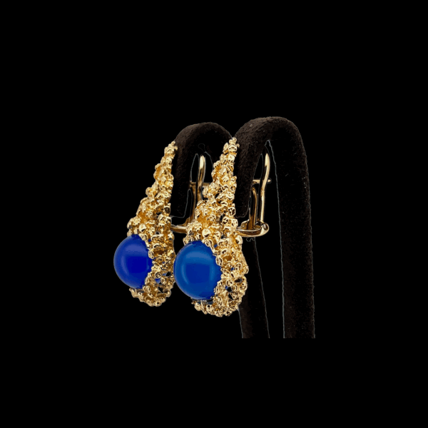 BOUCLES D'OREILLES GILBERT ALBERT CHAMPAGNE OR JAUNE 750 – Image 3