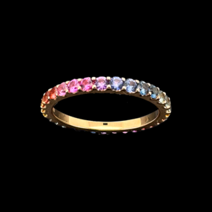 BAGUE RIVIÈRE RAINBOW OR ROSE 750 SAPHIRS