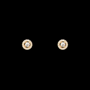 BOUCLES D'OREILLES CLOUS SOLITAIRES OR ROSE 750 DIAMANTS