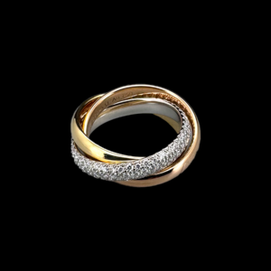 BAGUE CARTIER TRINITY MODÈLE CLASSIQUE SEMI-PAVÉE DIAMANTS